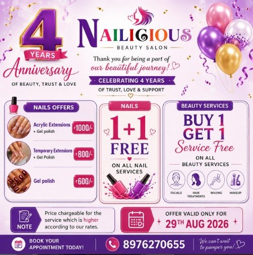 Nailicious anniversary nail and beauty offer